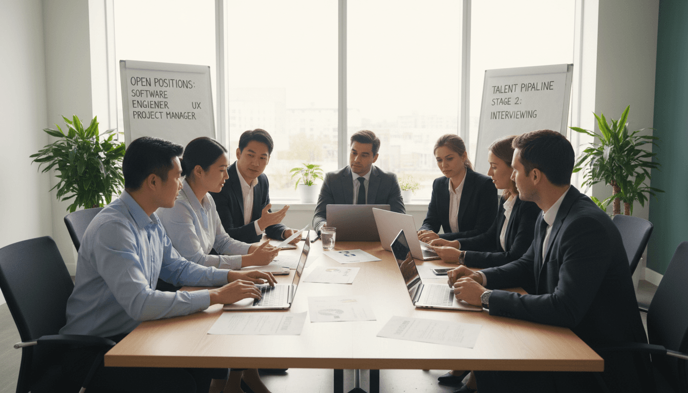 Professional staffing consultation at modern office