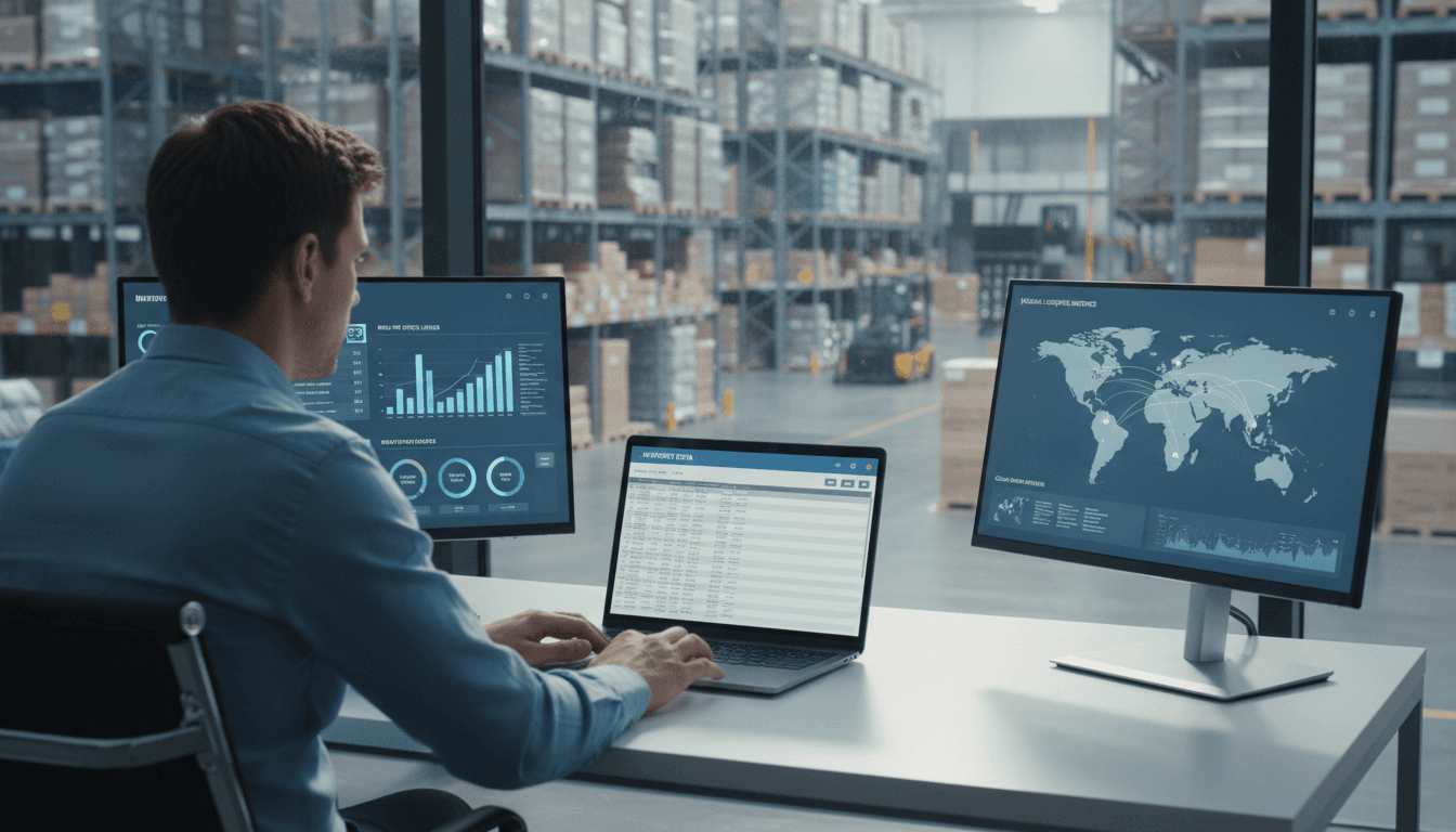 Founder of SupplyChainWork in professional office setting with supply chain operations in background
